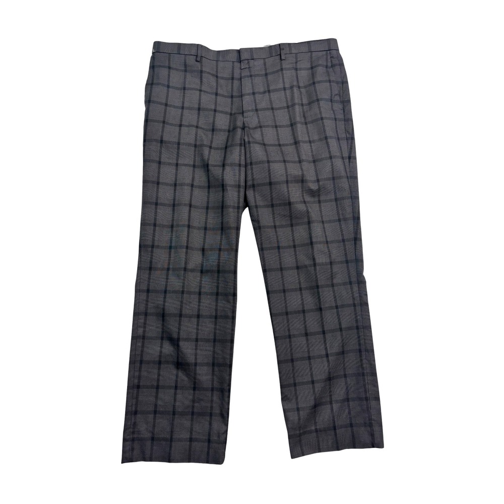 Banana Republic 38x32 Gray Windowpane Chino Dress Pants Trouser Cotton Slim Fit